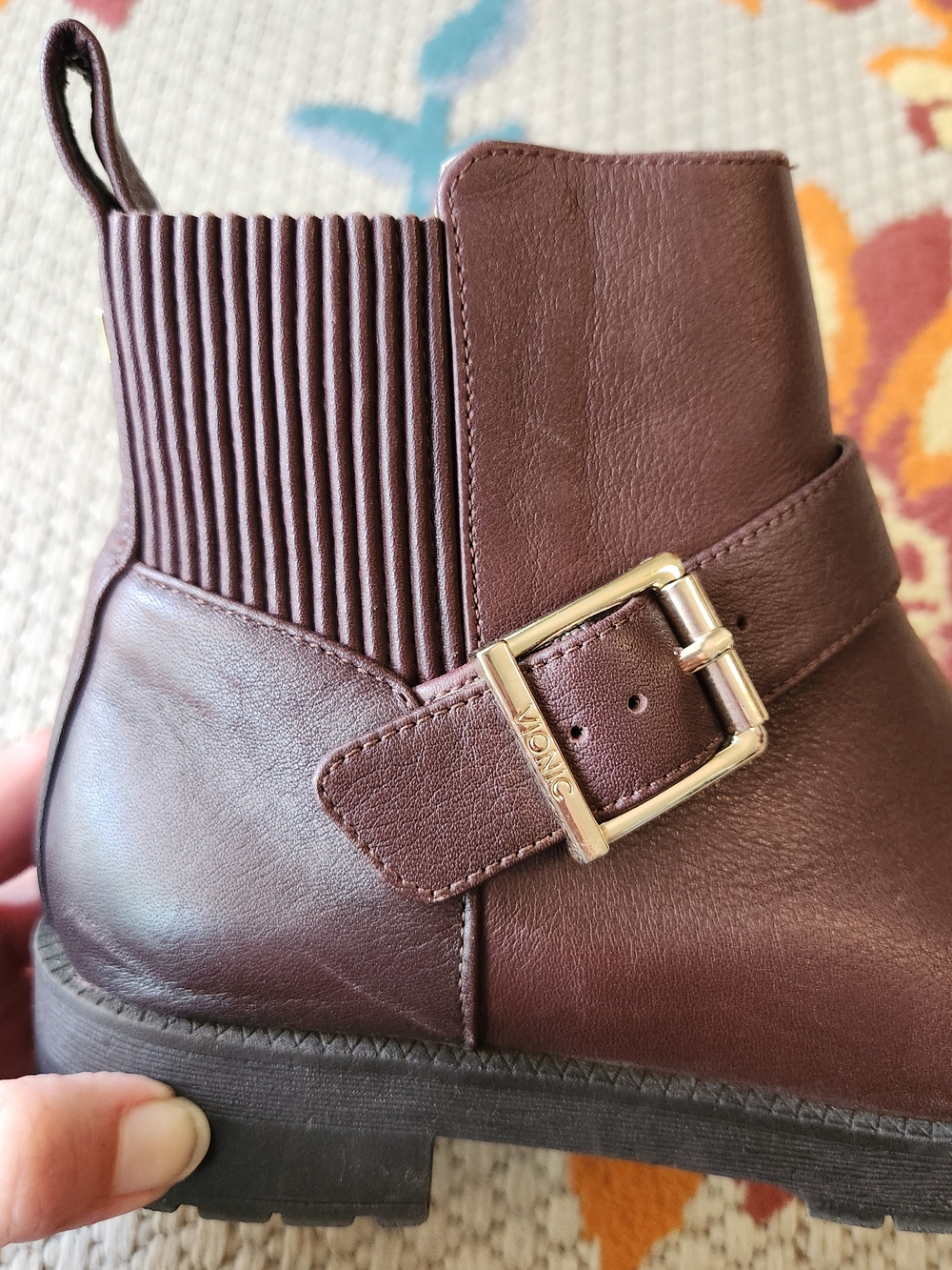 Vionic Brown Ankle Boots with Gold Buckle - Picture 9 of 10